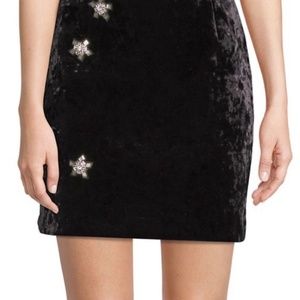 Sandro black mini velvet skirt